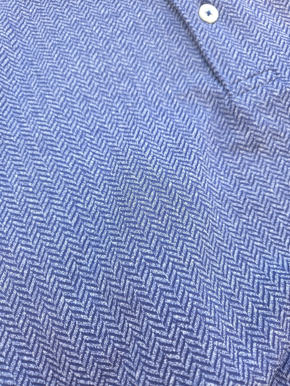 Rhoback Men's Performance Blue Herringbone Golf Polo Shirt Size Large - Picture 9 of 10